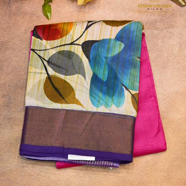 Chanderi Handprint-VSC51C Pink