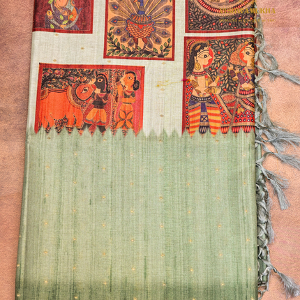 Semi Tussar Kalamkari-VSST12 Pistagreen