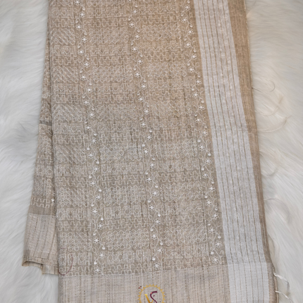 Jute Tussar Chikankari-VSJTC1C Tussar Color