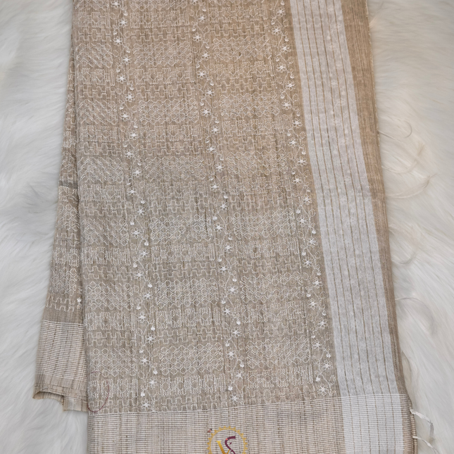 Jute Tussar Chikankari-VSJTC1C Tussar Color