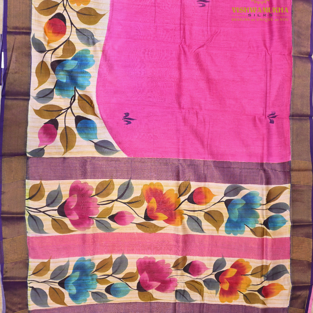 Chanderi Handprint-VSC51C Pink