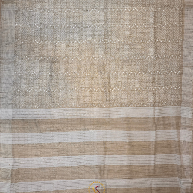 Jute Tussar Chikankari-VSJTC1C Tussar Color