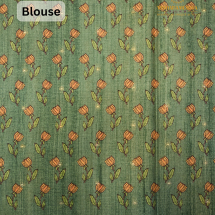 Semi Tussar Kalamkari-VSST12 Pistagreen