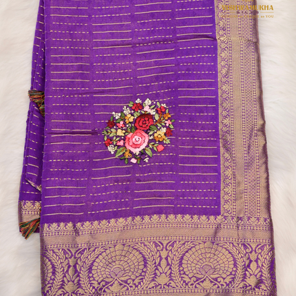 Chanderi Handwork-VSC46A Blue Purple