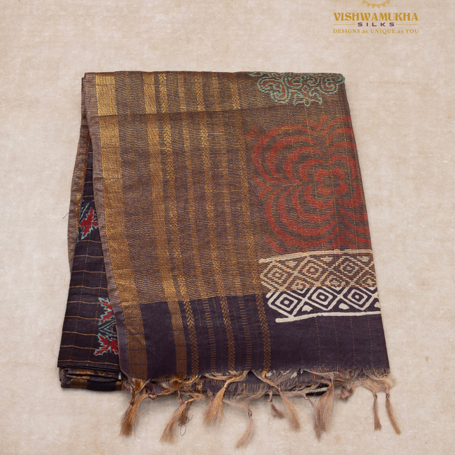 Ajrak Sarees-VSAJ9 Brown