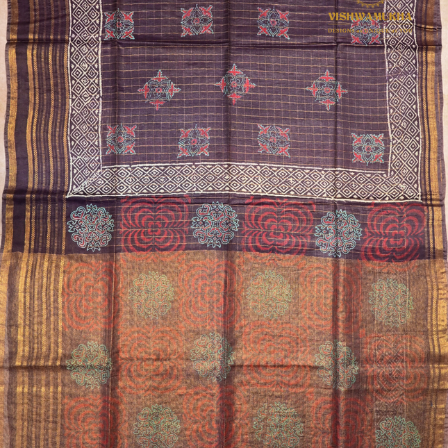 Ajrak Sarees-VSAJ9 Brown