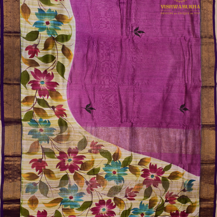 Chanderi Handprint-VSC51D Burgundy