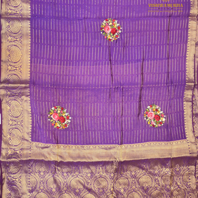 Chanderi Handwork-VSC46A Blue Purple