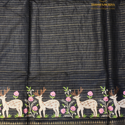 Chanderi saree-VSC29 Black
