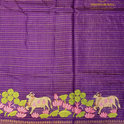 Chanderi saree-VSC27 Blue Purple