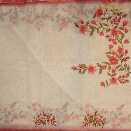 Chanderi Kantha Work-VSC5 Peach