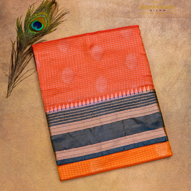 Semi Soft Pattu-VSSP49I Orange