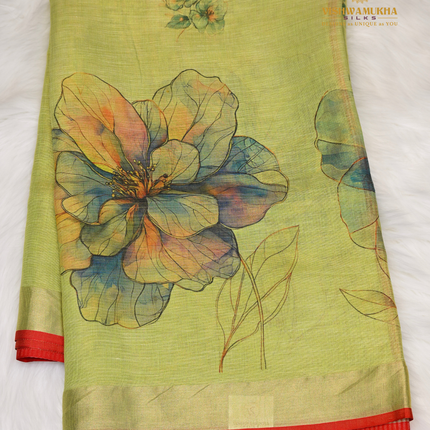 Linen Digital Printed-VSL25 Green