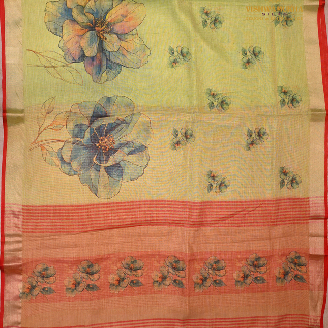 Linen Digital Printed-VSL25 Green