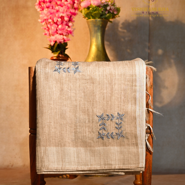 Linen Sarees-VSL03 Blue