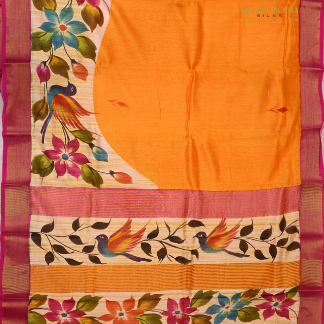 Chanderi Handprint-VSC51E Mustard