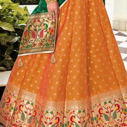 Flax Yellow Banarasi Silk Lehenga