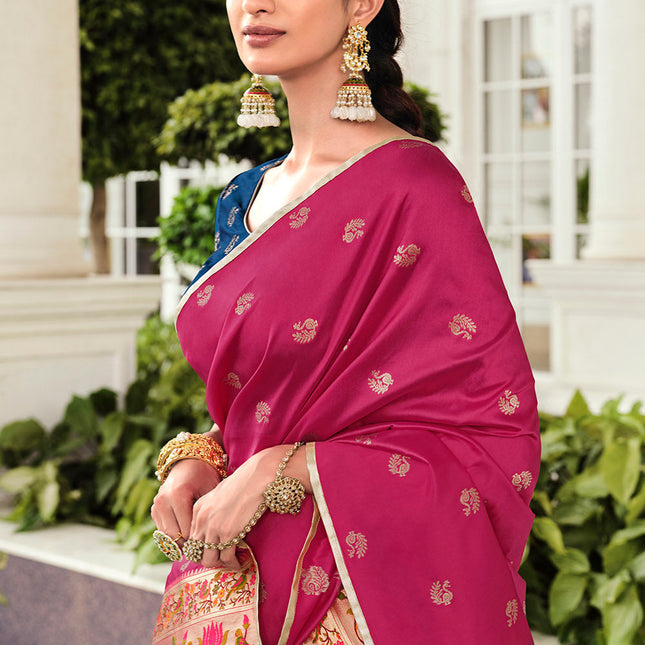 Night Blue Banarasi Silk Lehenga