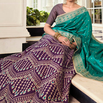 Dark Purple Banarasi Silk Lehenga