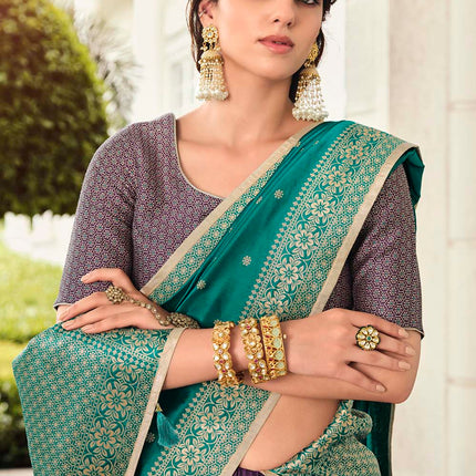 Dark Purple Banarasi Silk Lehenga