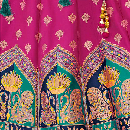 Fusia Pink Banarasi Silk Lehenga