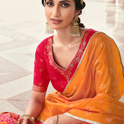 Chrome Red Banarasi Silk Lehenga