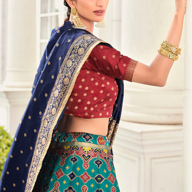 Emerald Green Banarasi Silk Lehenga