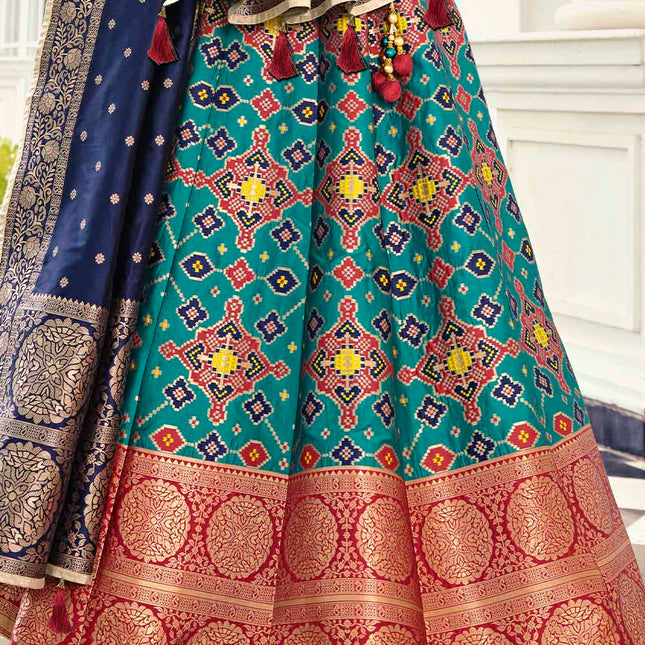Emerald Green Banarasi Silk Lehenga
