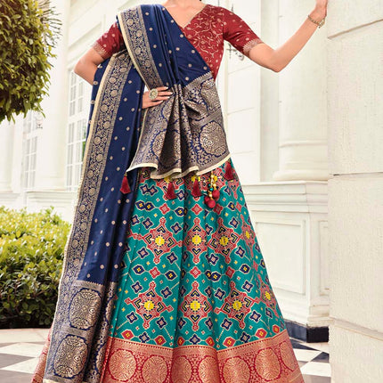 Emerald Green Banarasi Silk Lehenga