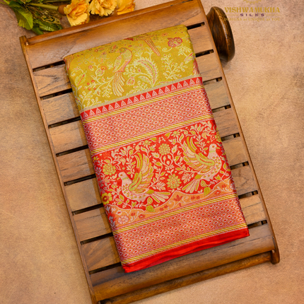 Semi pattu Meenakari-VSSP59N mustard
