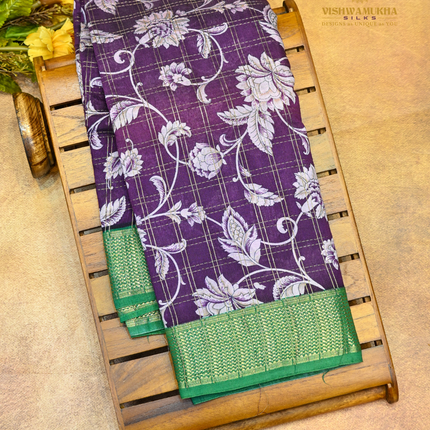 Maheswari Silk kalamkari-VSMSS11 brinjal