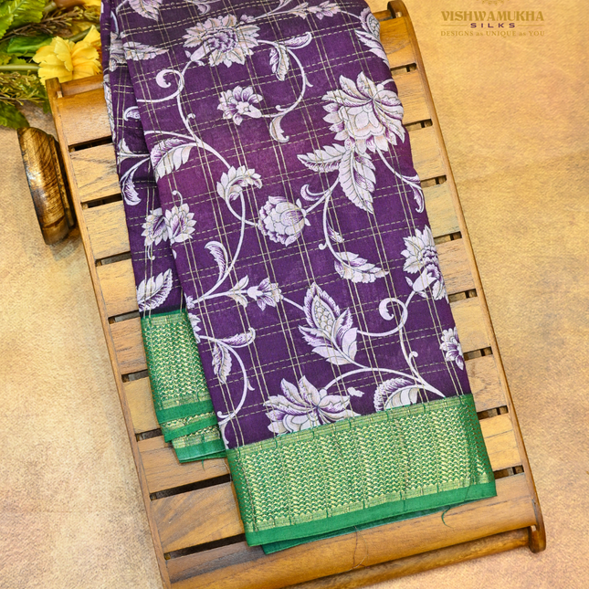 Maheswari Silk kalamkari-VSMSS11 brinjal