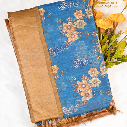 Chanderi Sarees-VSC38C Peacock Blue
