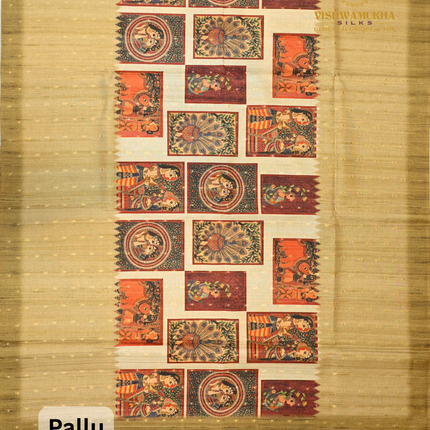 Semi Tussar Kalamkari-VSST12C Mehandi green