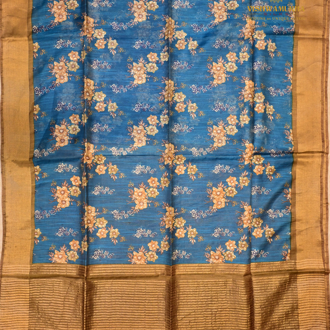 Chanderi Sarees-VSC38C Peacock Blue