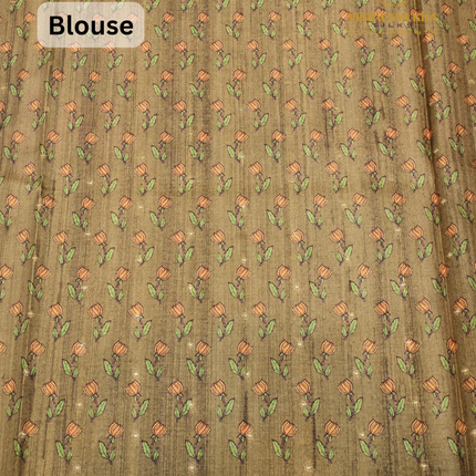 Semi Tussar Kalamkari-VSST12C Mehandi green