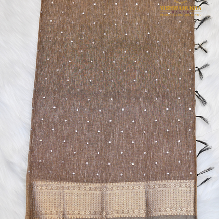Jute Tissue Mirror work-VSJTC2C Brown