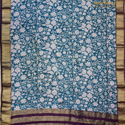 Maheswari Silk kalamkari-VSMSS11A peacock blue