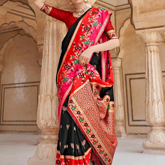 Dark Blue Woven Soft Banarasi Silk Saree