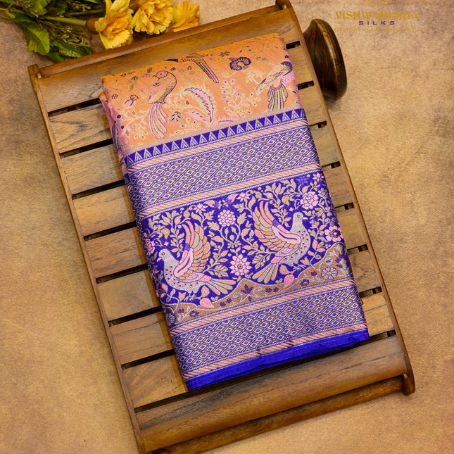 Semi pattu Meenakari-VSSP59P peach