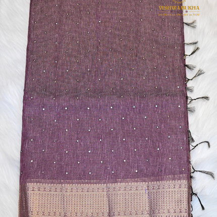 Jute Tissue Mirror work-VSJTC2 Wine