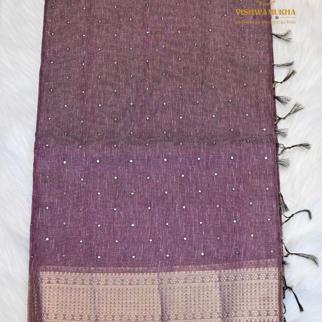Jute Tissue Mirror work-VSJTC2 Wine