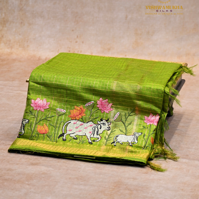 Chanderi saree-VSC32 Green(1)