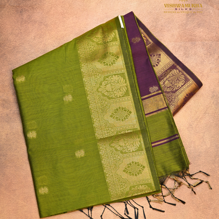 Chanderi Sarees-VSC42A Mehandi Green