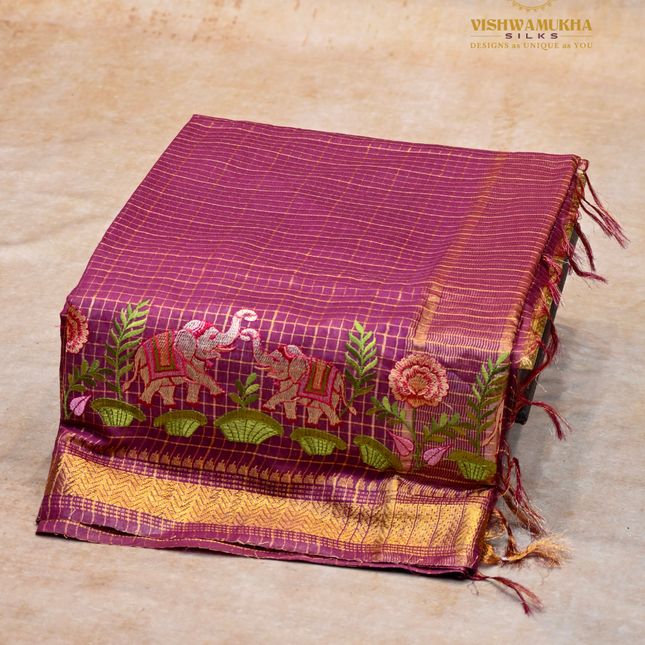 Chanderi saree-VSC28(8) Maroon