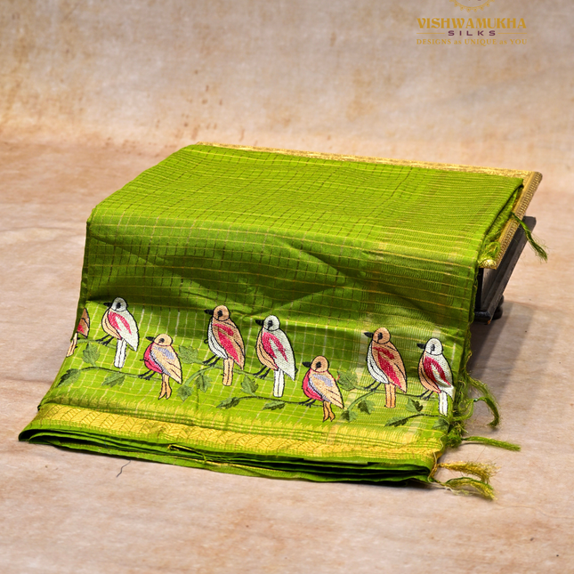 Chanderi saree-VSC34 Green(1)