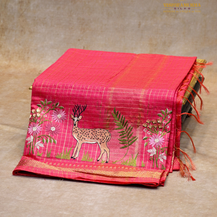Chanderi saree-VSC31 Pink(1)