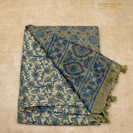 Linen Sarees-VSL14 Mehandi