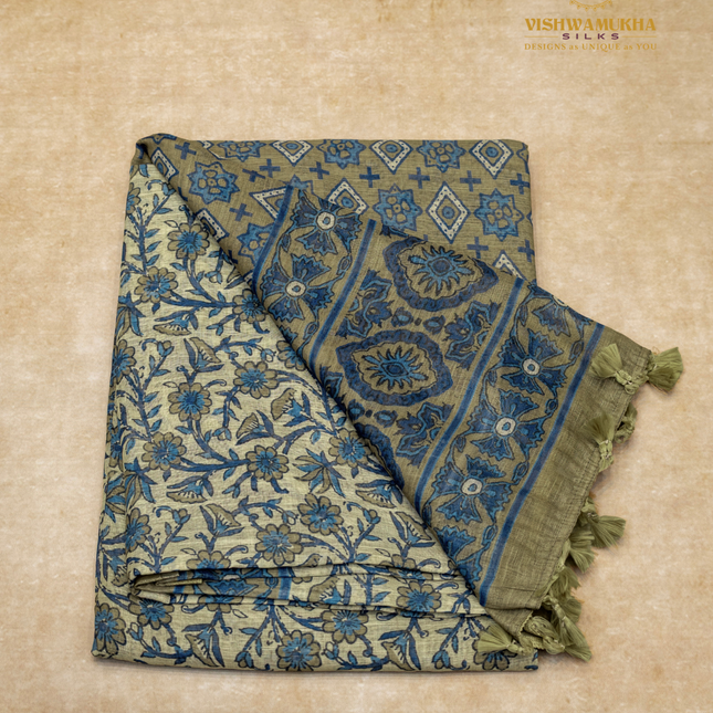 Linen Sarees-VSL14 Mehandi