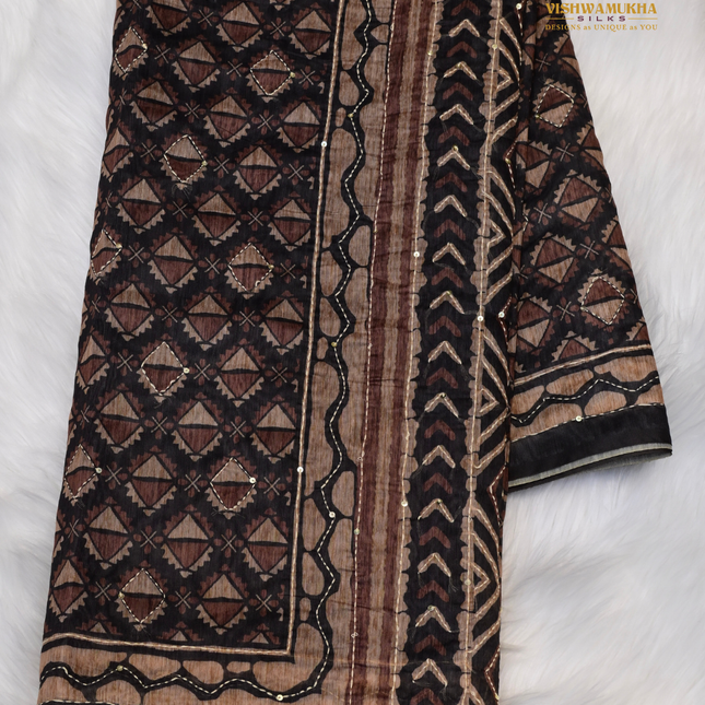 Chanderi Saree-VSC50 Brown